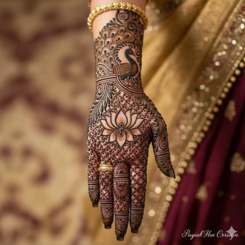 Punjabi Royal Front Hand Mehndi Design: Intricate & Easy Arabic Style